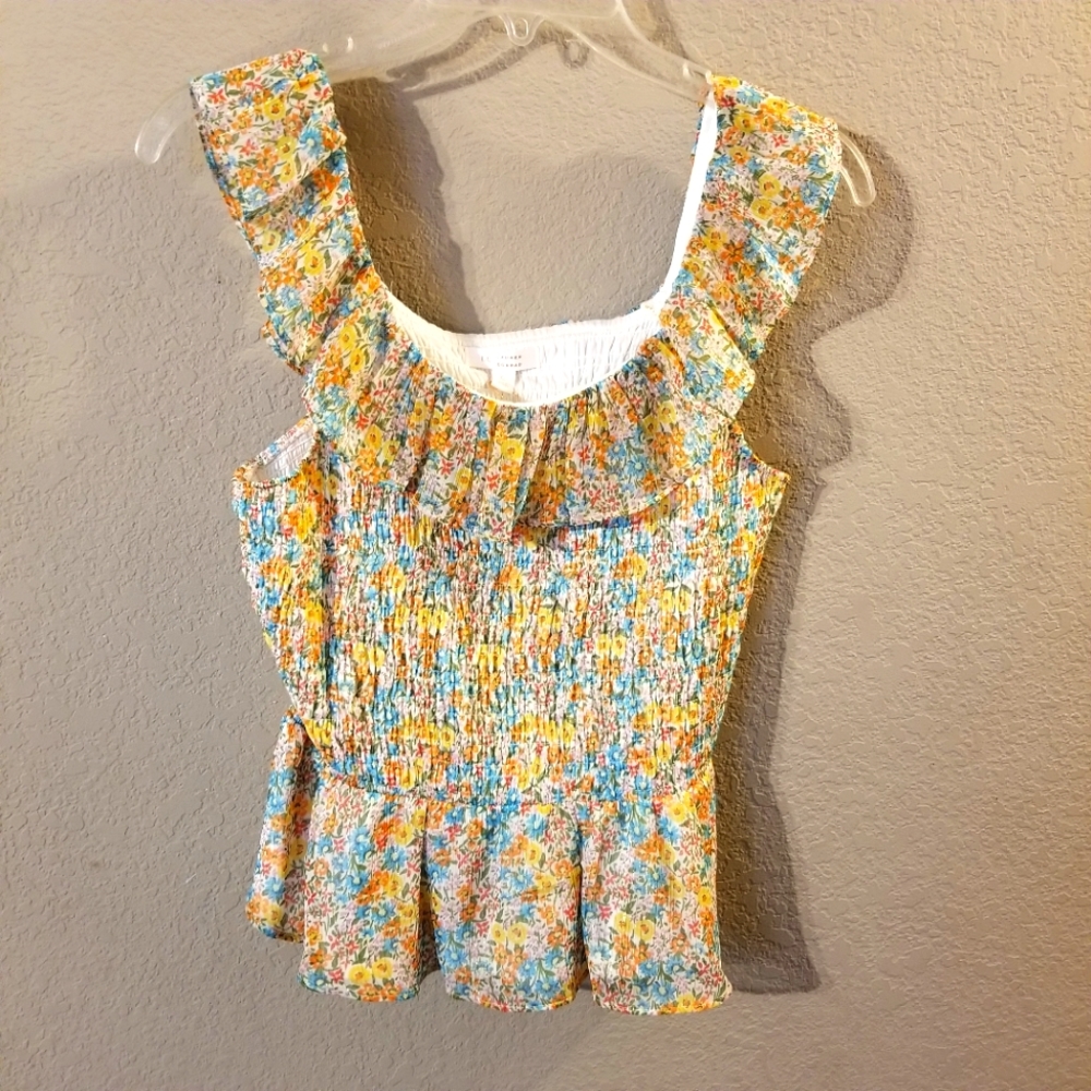 Lauren Conrad Juniors New Multicolored Ditsy Floral Sleeveless Top Size Large